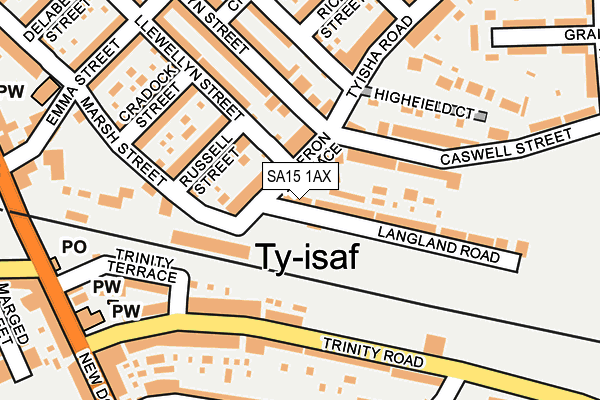 SA15 1AX map - OS OpenMap – Local (Ordnance Survey)