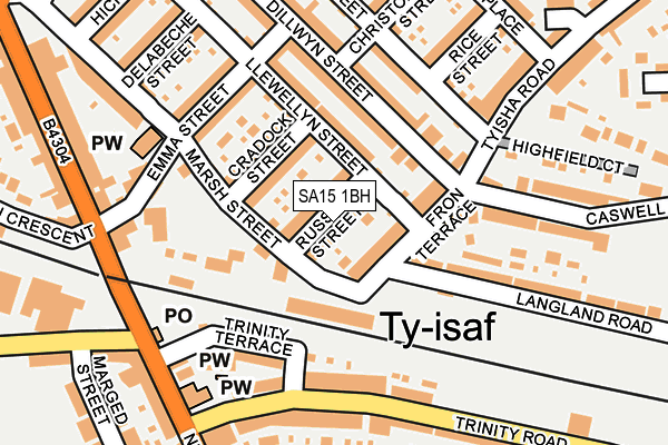 SA15 1BH map - OS OpenMap – Local (Ordnance Survey)