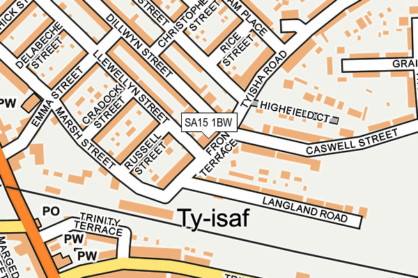 SA15 1BW map - OS OpenMap – Local (Ordnance Survey)