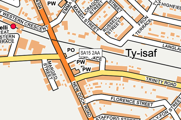 SA15 2AA map - OS OpenMap – Local (Ordnance Survey)