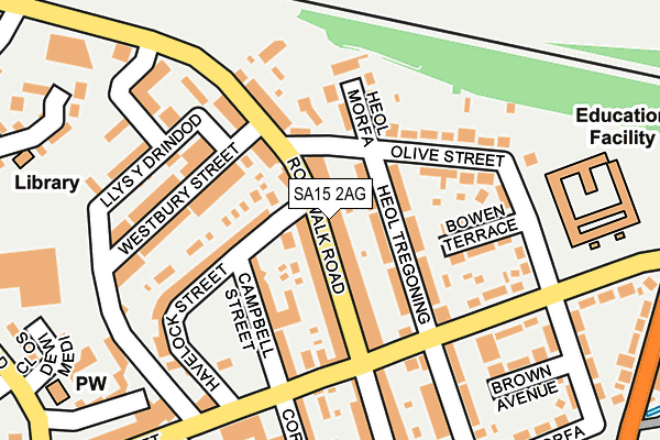 SA15 2AG map - OS OpenMap – Local (Ordnance Survey)