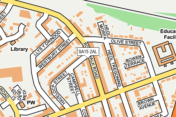 SA15 2AL map - OS OpenMap – Local (Ordnance Survey)