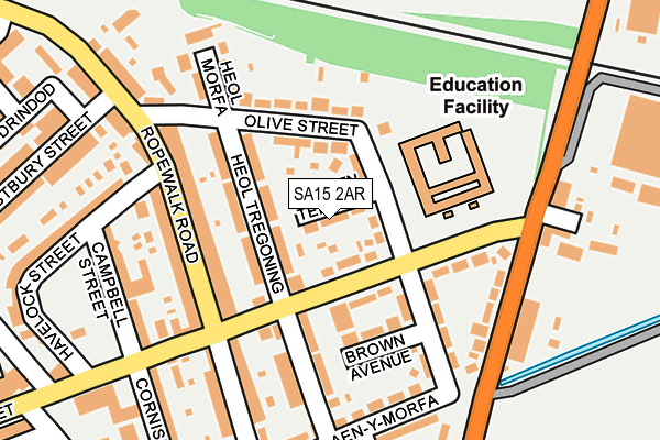 SA15 2AR map - OS OpenMap – Local (Ordnance Survey)