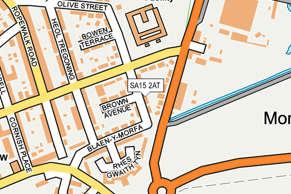 SA15 2AT map - OS OpenMap – Local (Ordnance Survey)