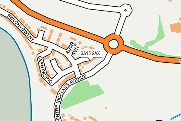 SA15 2AX map - OS OpenMap – Local (Ordnance Survey)