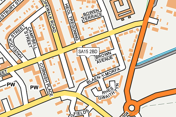 SA15 2BD map - OS OpenMap – Local (Ordnance Survey)