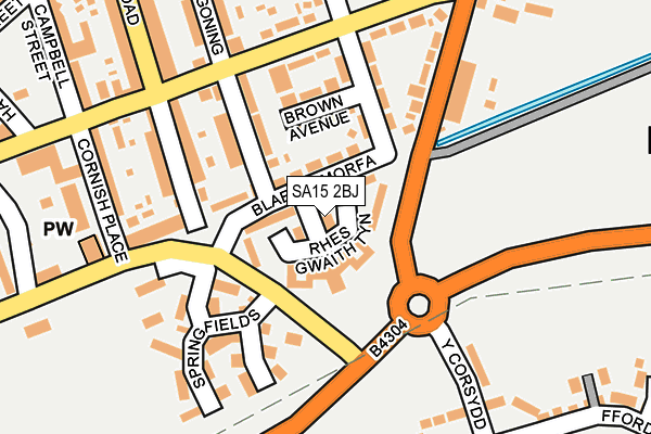 SA15 2BJ map - OS OpenMap – Local (Ordnance Survey)