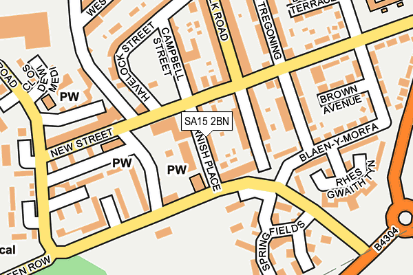 SA15 2BN map - OS OpenMap – Local (Ordnance Survey)