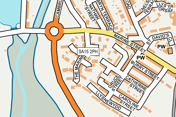 SA15 2PH map - OS OpenMap – Local (Ordnance Survey)
