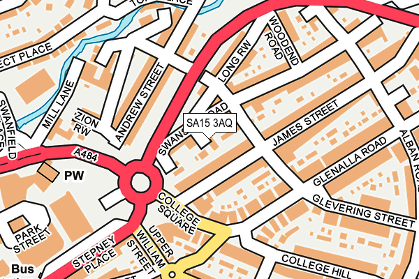 SA15 3AQ map - OS OpenMap – Local (Ordnance Survey)