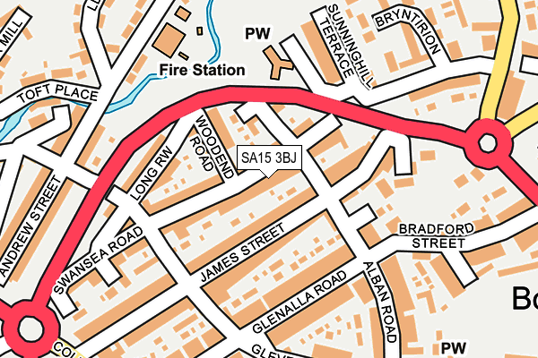 SA15 3BJ map - OS OpenMap – Local (Ordnance Survey)