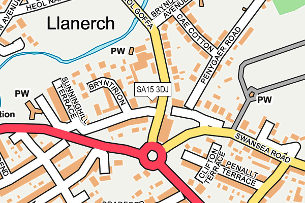 SA15 3DJ map - OS OpenMap – Local (Ordnance Survey)