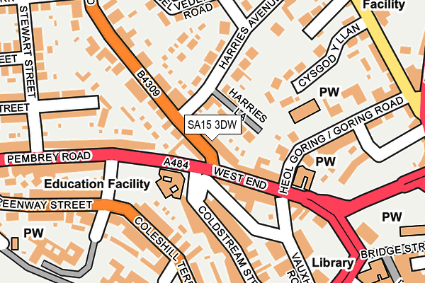 SA15 3DW map - OS OpenMap – Local (Ordnance Survey)