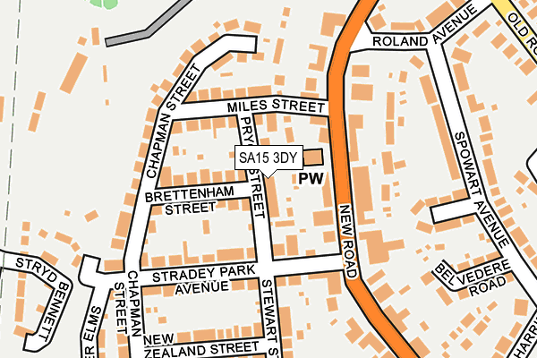 SA15 3DY map - OS OpenMap – Local (Ordnance Survey)