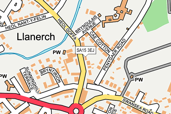 SA15 3EJ map - OS OpenMap – Local (Ordnance Survey)