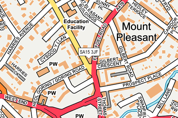 SA15 3JF map - OS OpenMap – Local (Ordnance Survey)