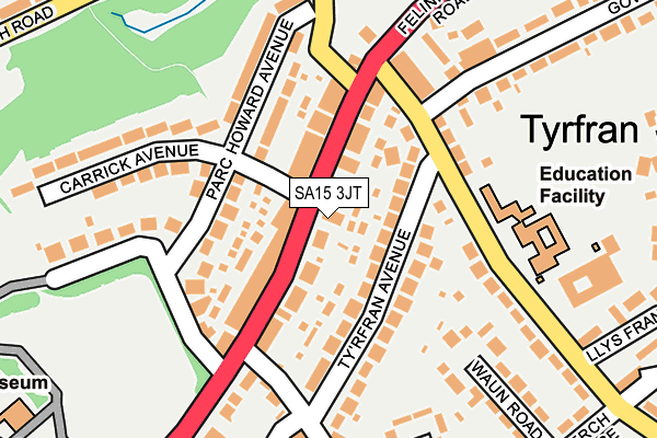 SA15 3JT map - OS OpenMap – Local (Ordnance Survey)
