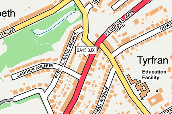 SA15 3JX map - OS OpenMap – Local (Ordnance Survey)