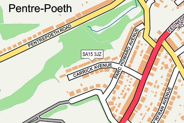 SA15 3JZ map - OS OpenMap – Local (Ordnance Survey)