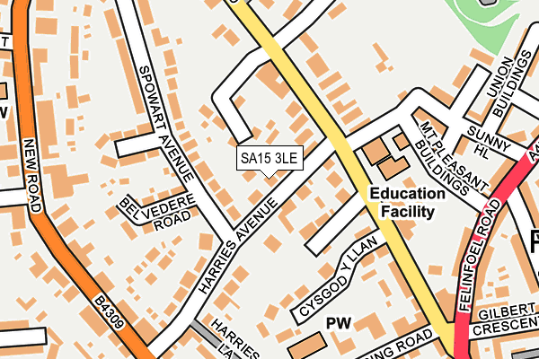 SA15 3LE map - OS OpenMap – Local (Ordnance Survey)