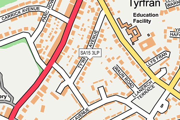 SA15 3LP map - OS OpenMap – Local (Ordnance Survey)