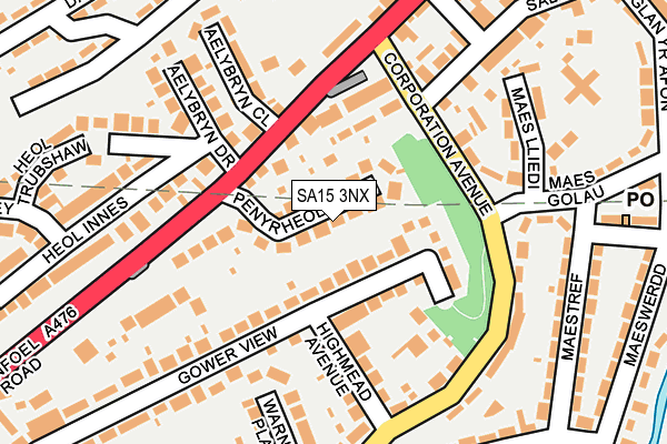 SA15 3NX map - OS OpenMap – Local (Ordnance Survey)
