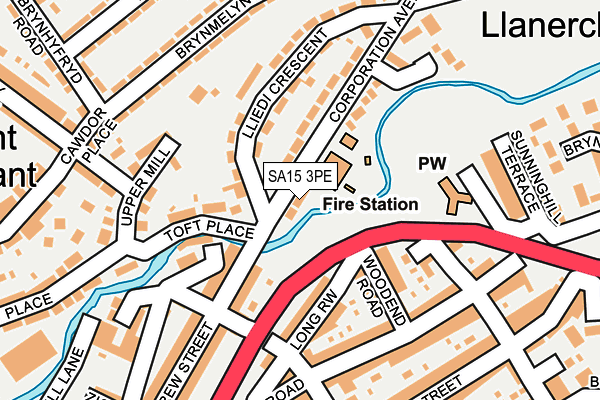 SA15 3PE map - OS OpenMap – Local (Ordnance Survey)