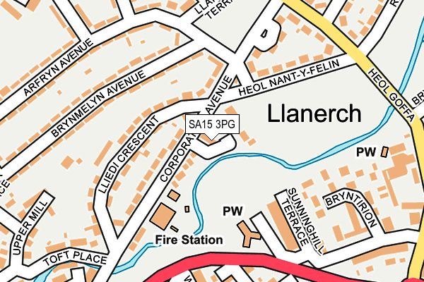 SA15 3PG map - OS OpenMap – Local (Ordnance Survey)