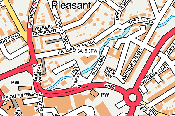 SA15 3PW map - OS OpenMap – Local (Ordnance Survey)