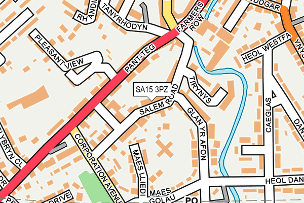 SA15 3PZ map - OS OpenMap – Local (Ordnance Survey)