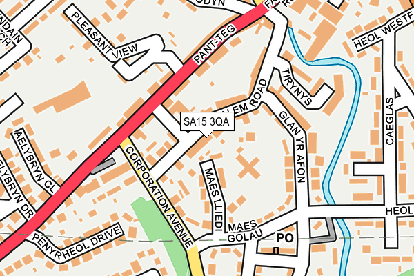 SA15 3QA map - OS OpenMap – Local (Ordnance Survey)