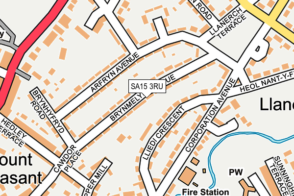 SA15 3RU map - OS OpenMap – Local (Ordnance Survey)