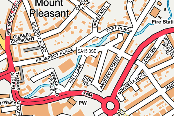 SA15 3SE map - OS OpenMap – Local (Ordnance Survey)