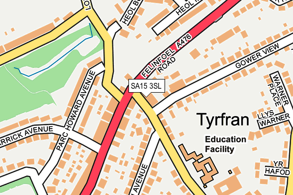 SA15 3SL map - OS OpenMap – Local (Ordnance Survey)