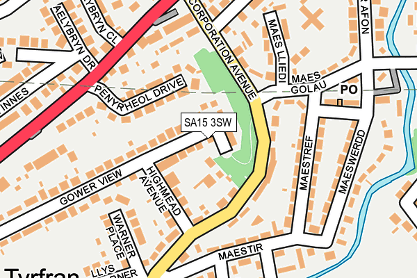 SA15 3SW map - OS OpenMap – Local (Ordnance Survey)