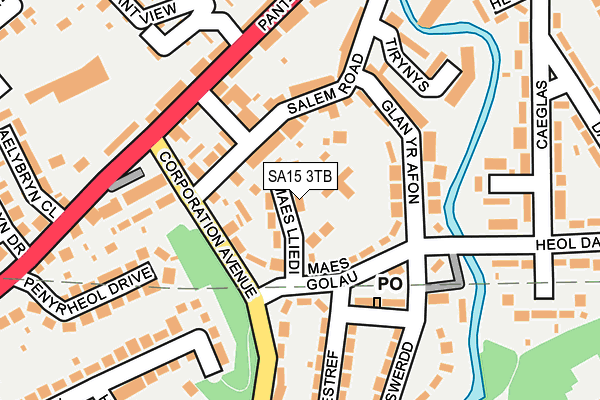 SA15 3TB map - OS OpenMap – Local (Ordnance Survey)