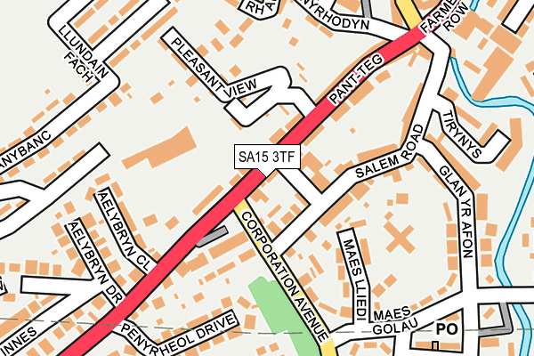 SA15 3TF map - OS OpenMap – Local (Ordnance Survey)