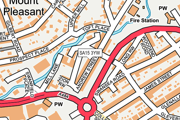 SA15 3YW map - OS OpenMap – Local (Ordnance Survey)