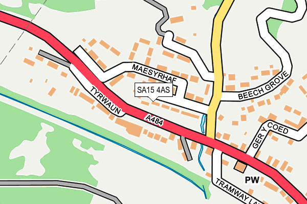 SA15 4AS map - OS OpenMap – Local (Ordnance Survey)