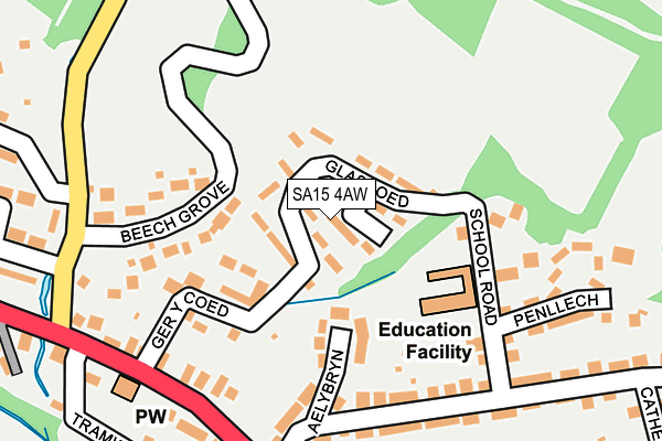SA15 4AW map - OS OpenMap – Local (Ordnance Survey)