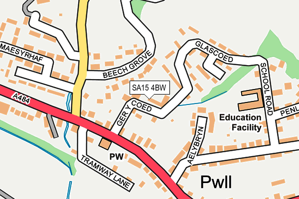 SA15 4BW map - OS OpenMap – Local (Ordnance Survey)