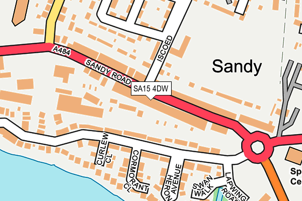 Map of SANDY ROAD FILLING STATION LTD at local scale