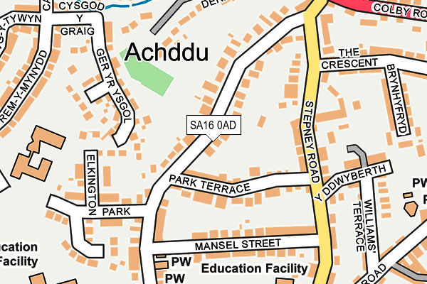 SA16 0AD map - OS OpenMap – Local (Ordnance Survey)