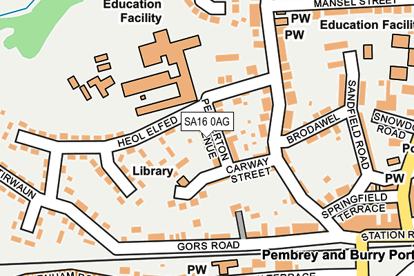 SA16 0AG map - OS OpenMap – Local (Ordnance Survey)