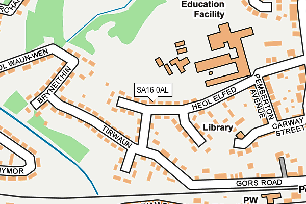 SA16 0AL map - OS OpenMap – Local (Ordnance Survey)
