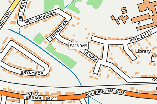 SA16 0AR map - OS OpenMap – Local (Ordnance Survey)