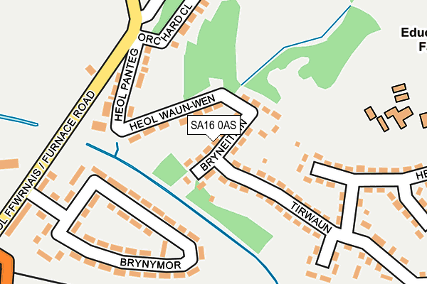 SA16 0AS map - OS OpenMap – Local (Ordnance Survey)