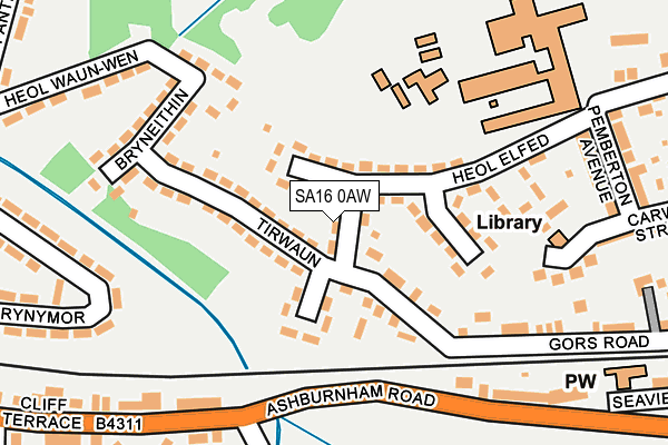 SA16 0AW map - OS OpenMap – Local (Ordnance Survey)