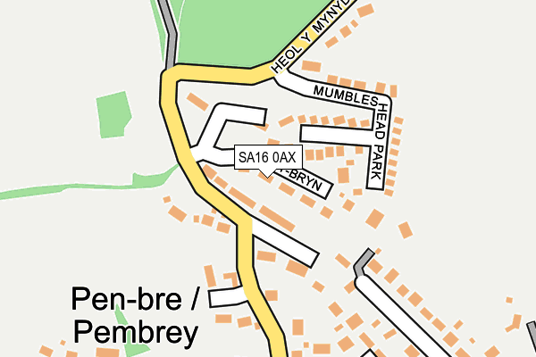 SA16 0AX map - OS OpenMap – Local (Ordnance Survey)