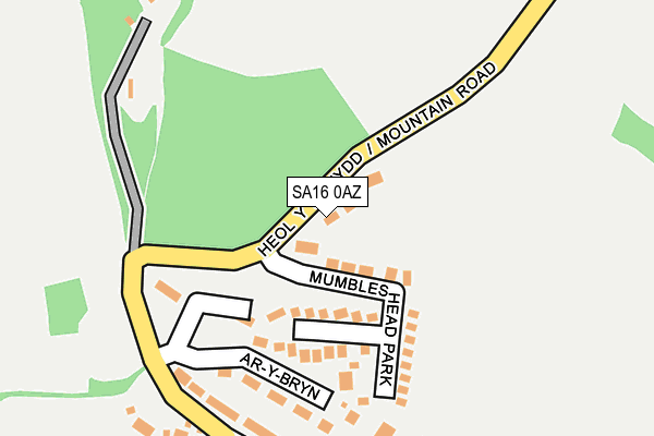 SA16 0AZ map - OS OpenMap – Local (Ordnance Survey)